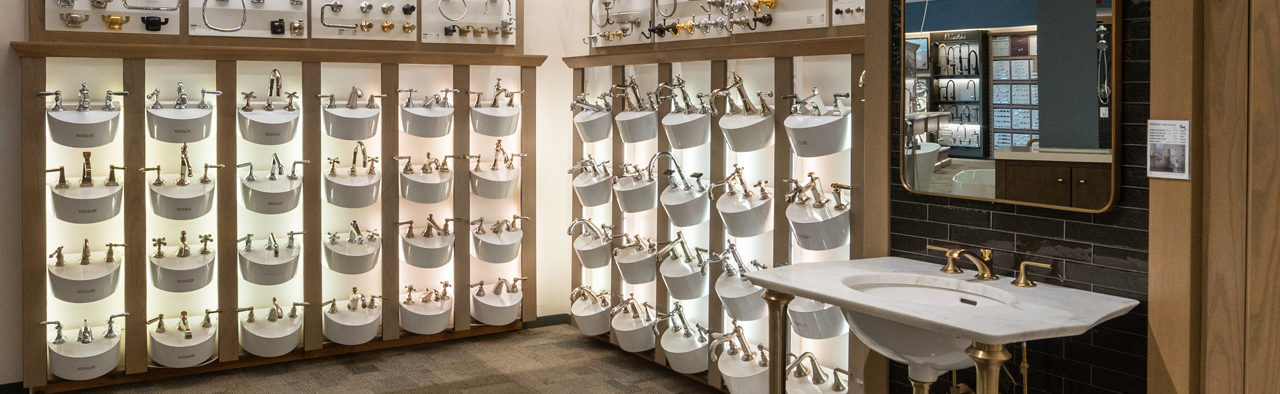 image of plumbing fixtures in a showroom