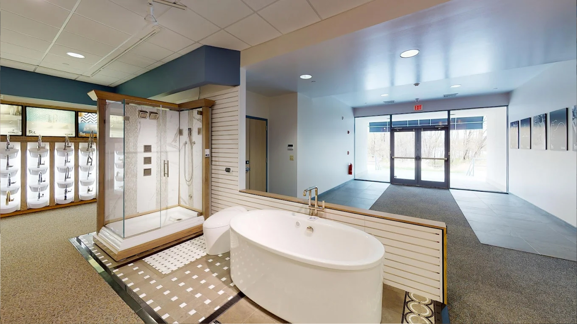 Image of plumbing fixtures in a showroom