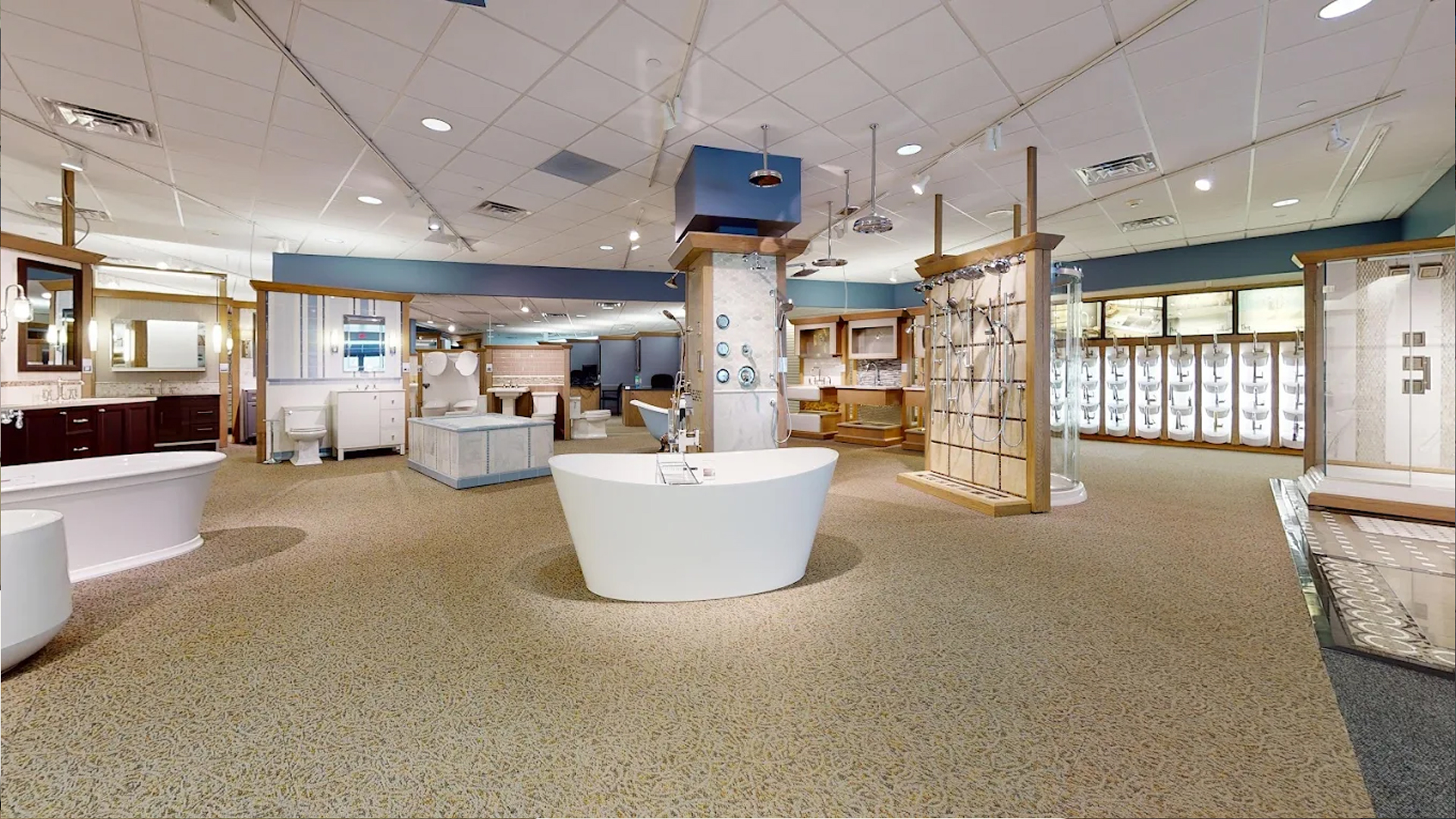 Image of plumbing fixtures in a showroom