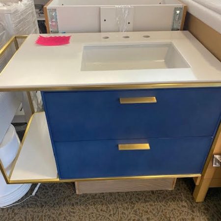 Bathroom Vanity - Blue and White Countertop