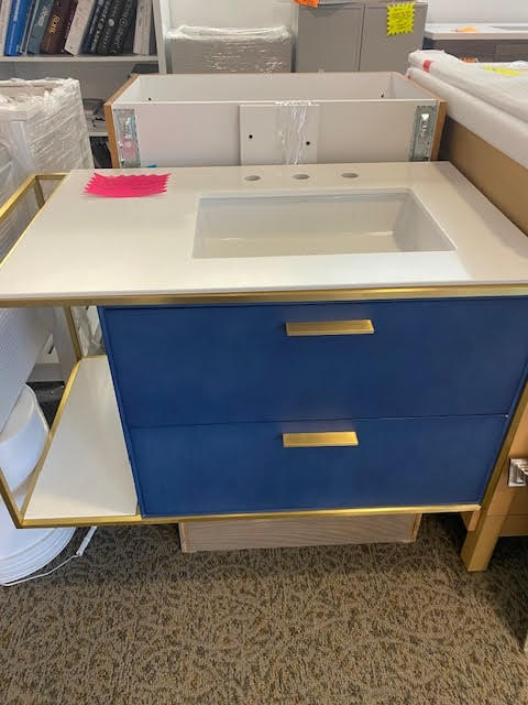 Bathroom Vanity - Blue and White Countertop